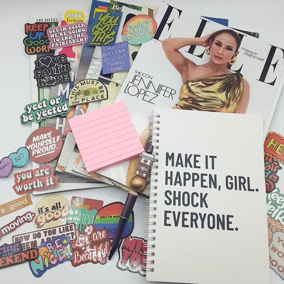 Vision Board Kit #3- 7 magazines, beaded pen, journal, 25 stickers - Picture 1 of 2